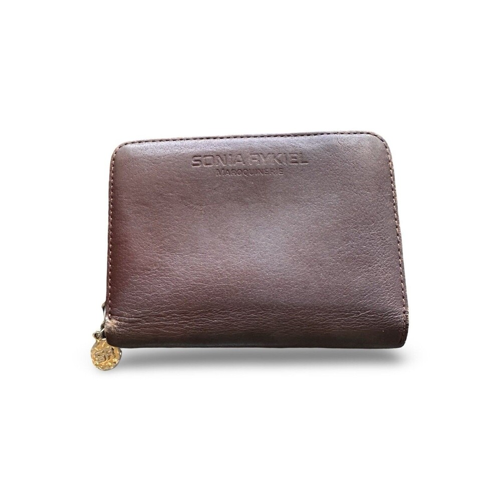 Sonia Rykiel Maroquinerie Brown soft Leather Zip-Around Compact Wallet
